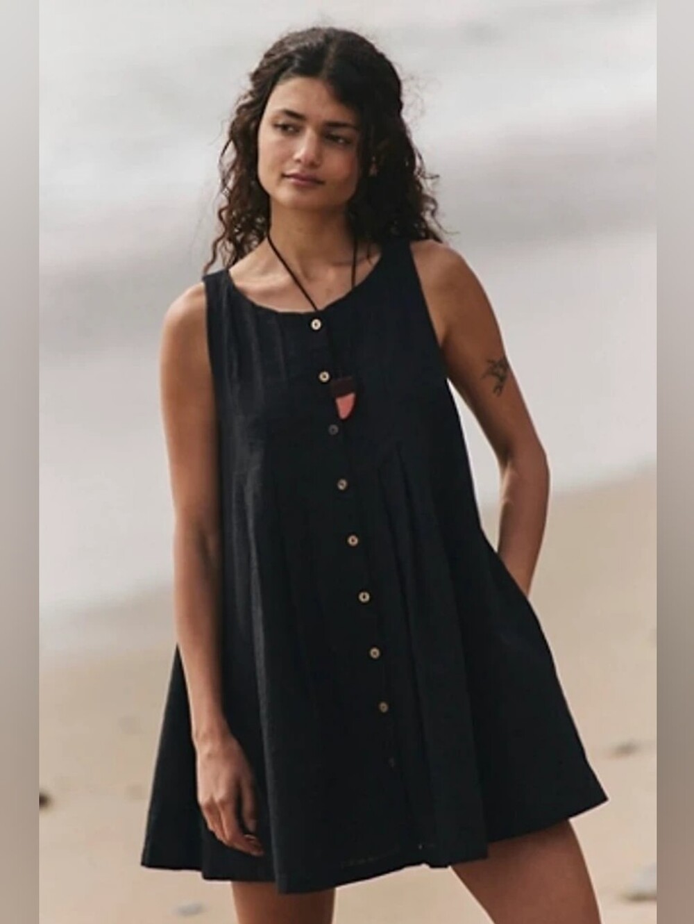 Free People free-est Small* Cielo Cotton-Linen Tunic Dress Blue - Picture 9 of 11
